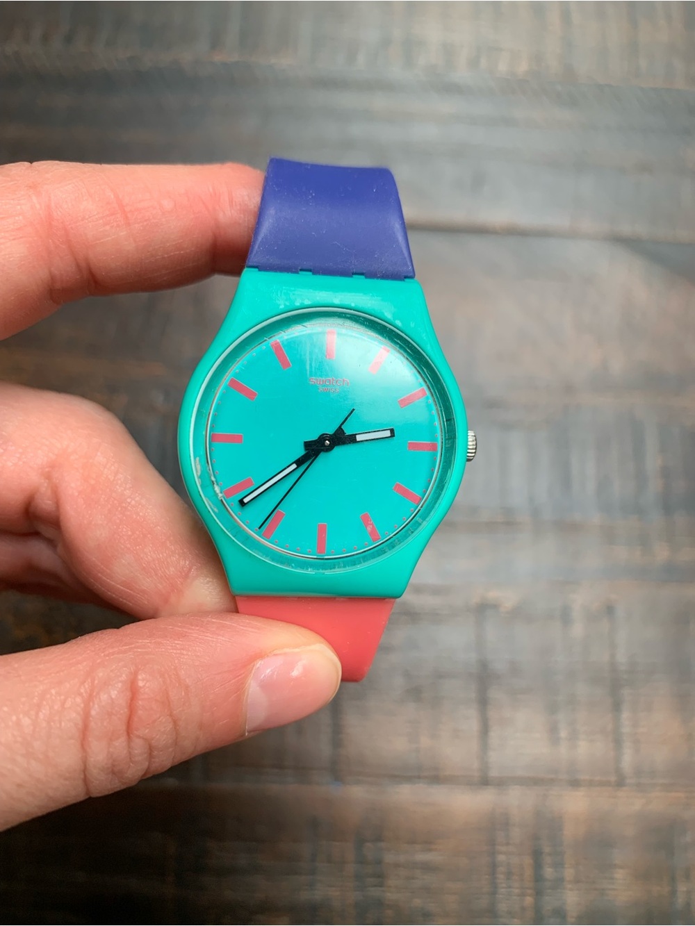 Colorblock Swatch Silicone Wristwatch - Teal, Purple & Coral